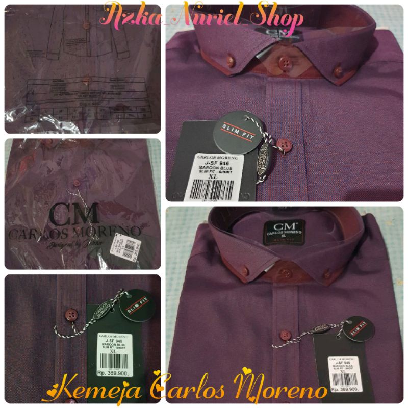 Kemeja Trendy Carlos Moreno Maroon Blue - Lengan Pendek