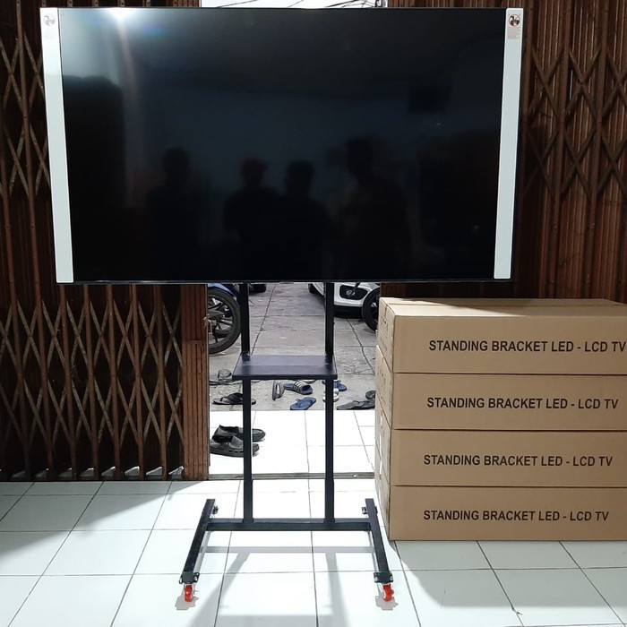 Bracket Standing TV LED Stand Roda 32 - 65 Inch Hitam Tripod Braket Flexible dan Sistem Knockdown