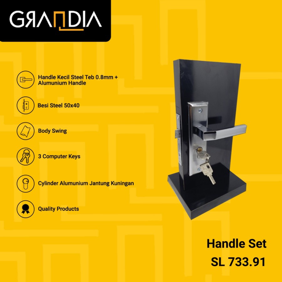 Gagang Pintu Set Kecil / Handle Pintu Set Grandia Small + Body dan Cylinder