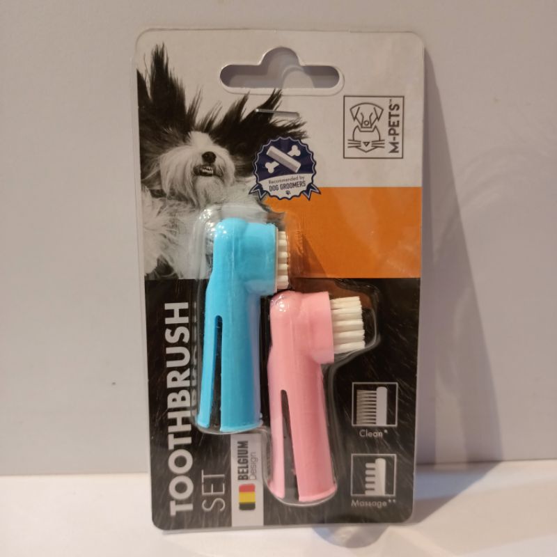 M-pets Toothbrush Set Isi 2 Clean - Massage / Sikat Gigi Hewan