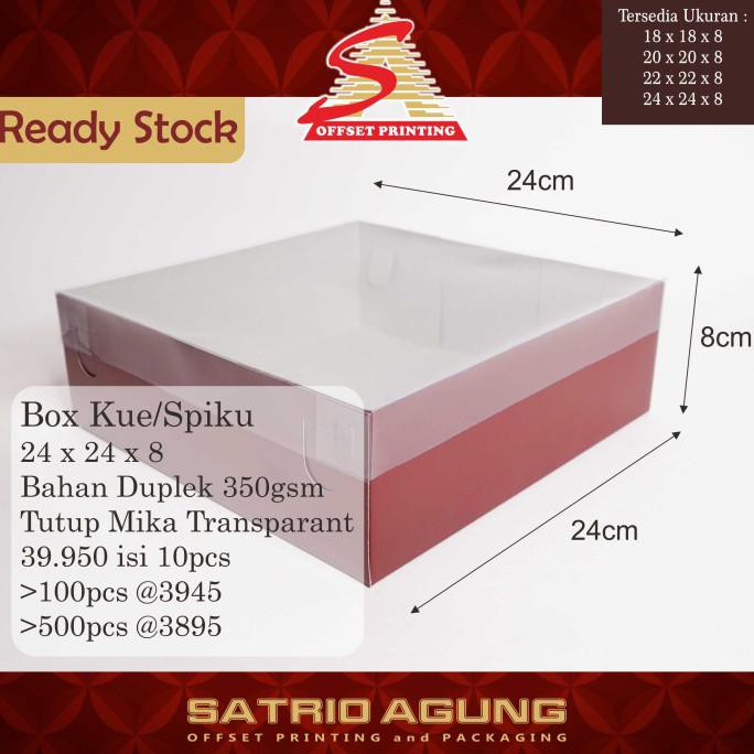 

Buruan Beli] Box Kue/Spiku/Roti/Tart/Pudding 24 X 24 X 8