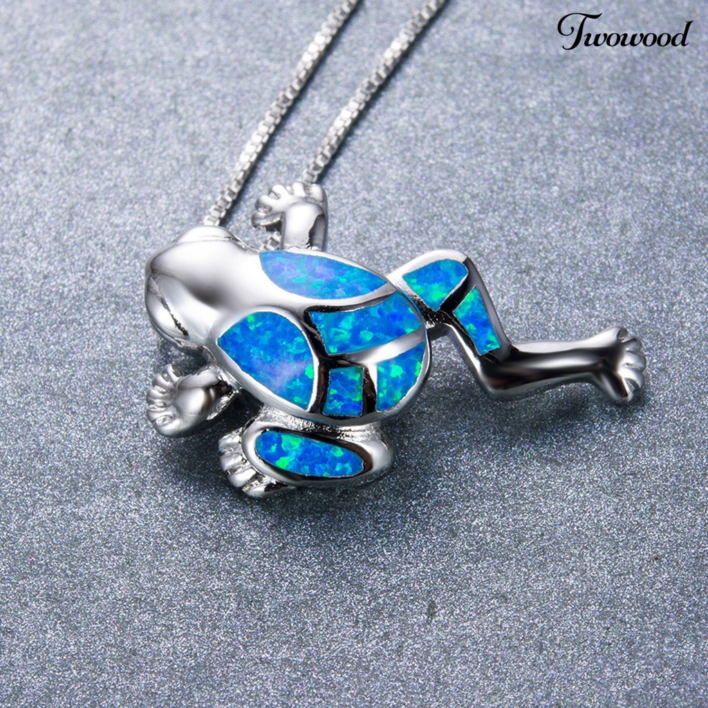 Twowood Women Necklace Frog Faux Gem Jewelry Lightweight All Match Long Lasting Pendant Necklace for Party