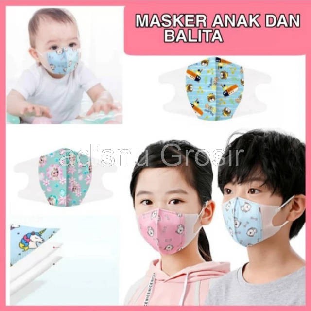 Masker Duckbill Anak dan Bayi 3-ply Earloop Protective Face mask Ecer 1 pcs