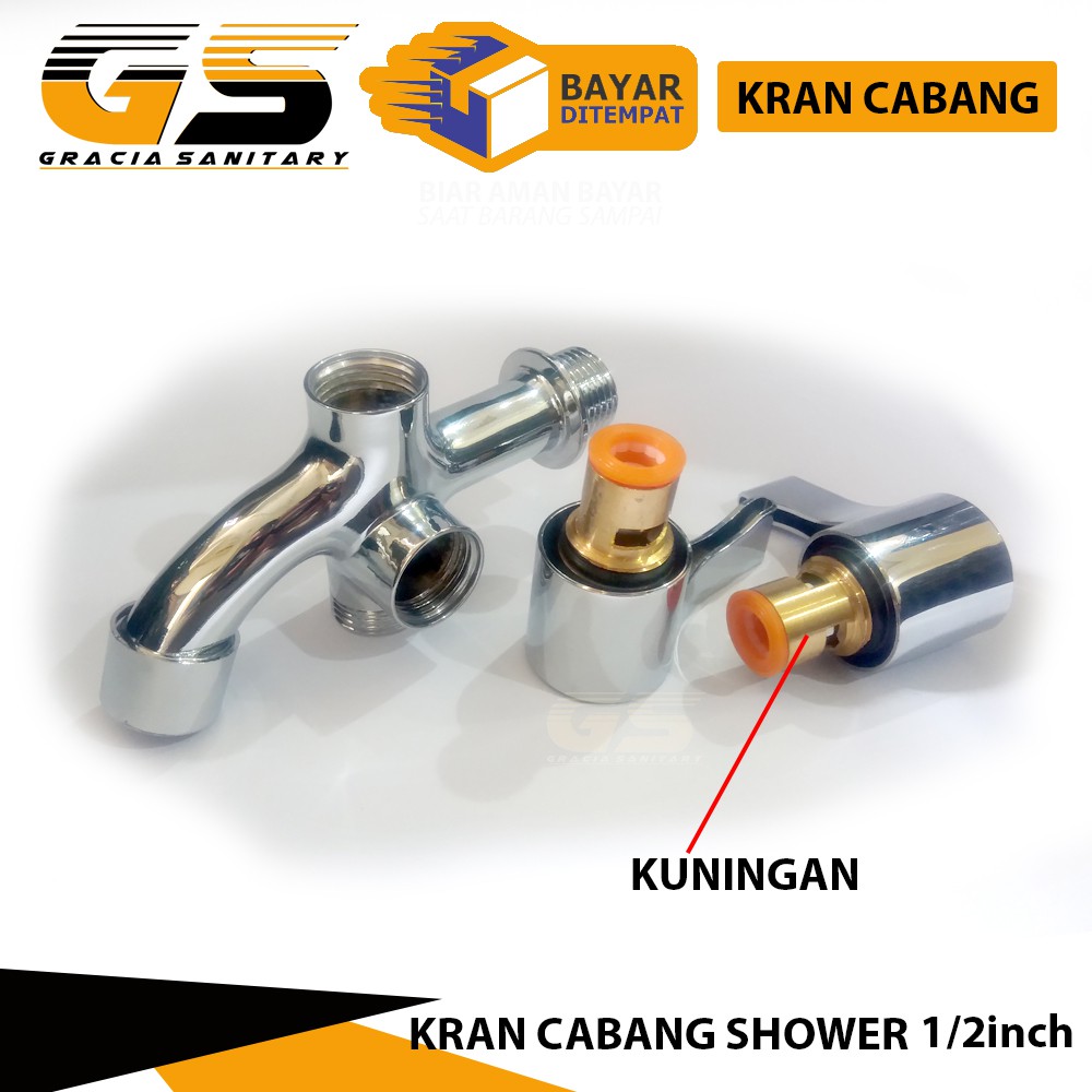 Paket SET Shower Mandi Kran 1/2 Inch Handshower Murah Kran cabang 2733 + shower 05 Tinggal Pasang