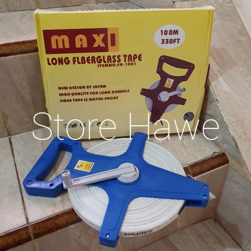Meteran Fiber 100m MAXI/Meteran Roll/Meteran Tancap