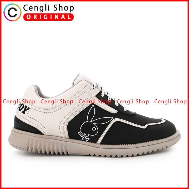 SEPATU SNEAKER PLAYBOY PRIA ORIGINAL CASUAL KETS BRANDED HITAM PL69