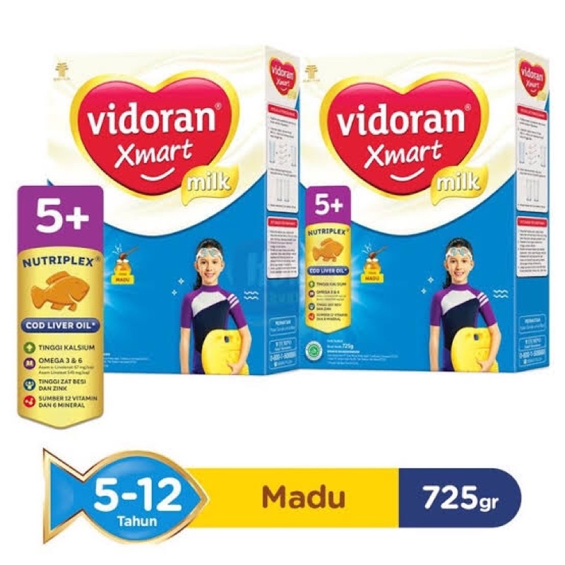 Vidoran Xmart 5+ Madu 725gram 1 kotak