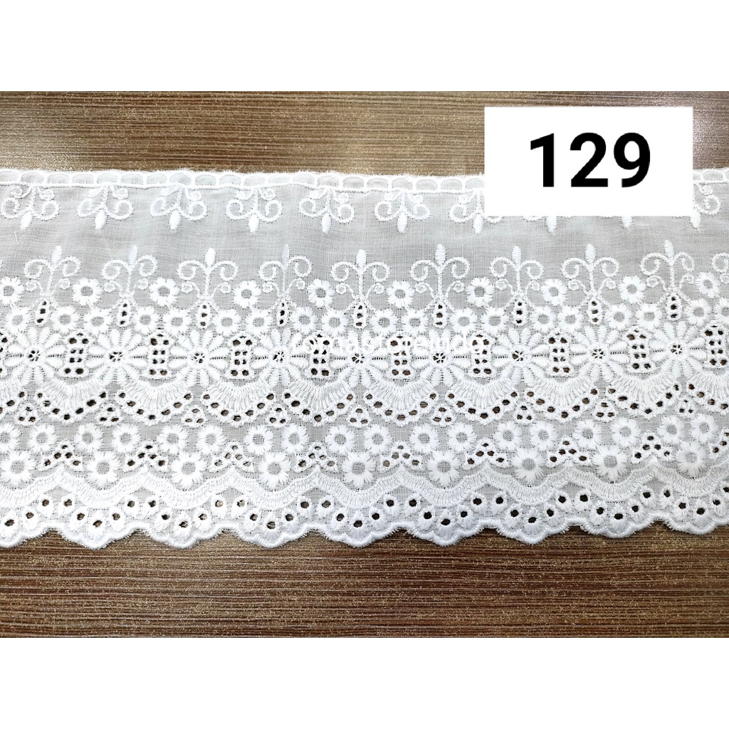 Renda Katun Kode 129 | Lebar 12.5 CM (Harga/Yard)