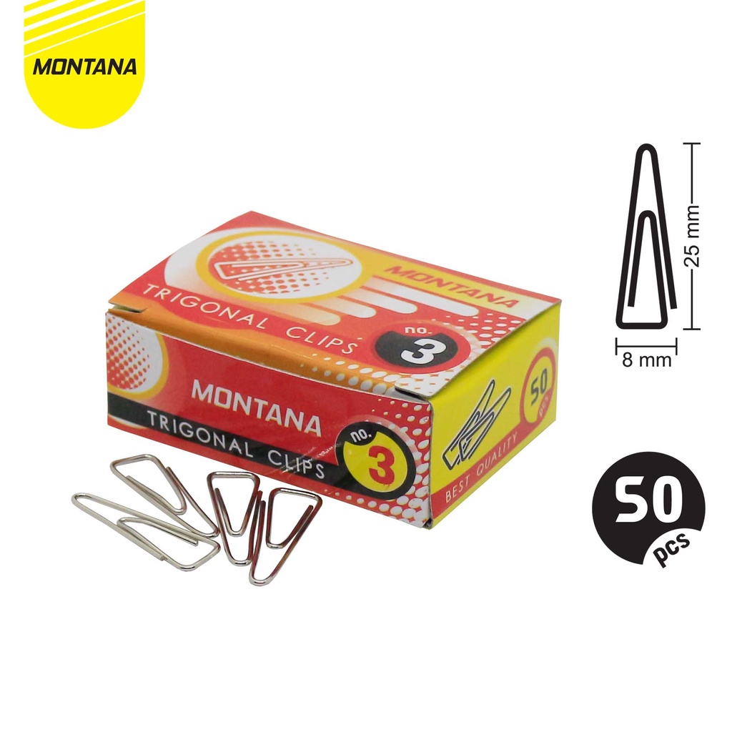 

Trigonal Clips Montana No.3 Paper Clips Nickel Plated Wire Filling Dokumen Rapi Stainless 1 Box Isi 50 Pcs