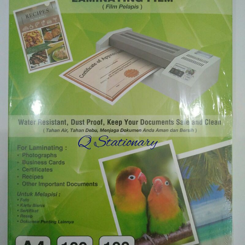 

Laminating film warna transparan ukuran folio Joyko