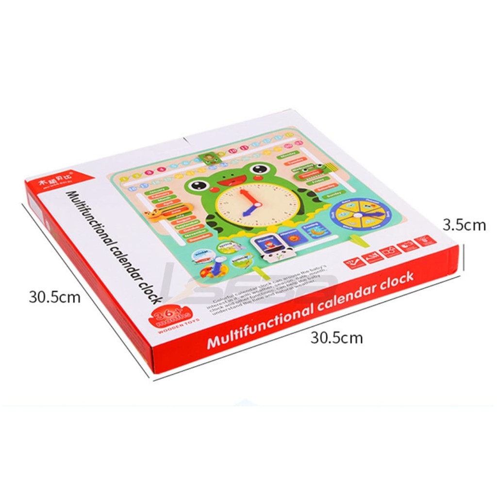 Mainan Edukasi Pengenalan Waktu / Cuaca , dll | CLOCK WOODEN TOYS