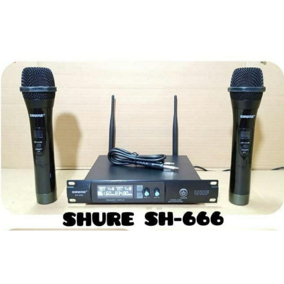 Mic Wireless Shure SH666 SH-666 SH 666 UHF 2 Mic Handheld Koper Besi