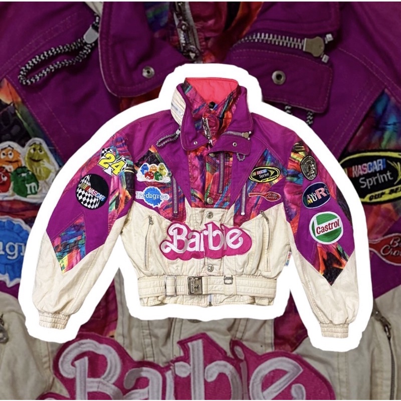 vintage nascar jacket y2k barbie / racer jacket