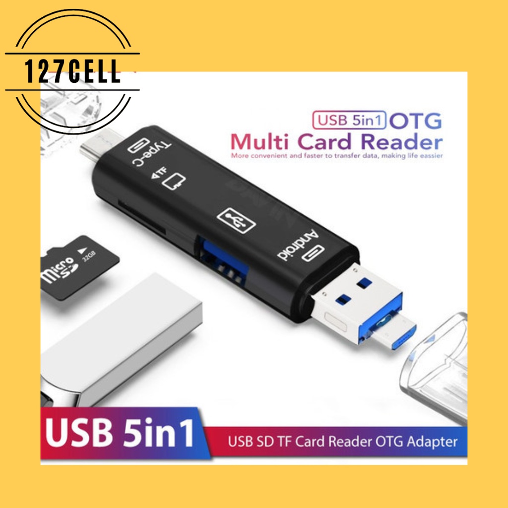 Flash disk  5 in 1 USB 3.0 Type C USB Micro USB SD TF Memory Card Read Adaptor HUB Handphone Card Reader