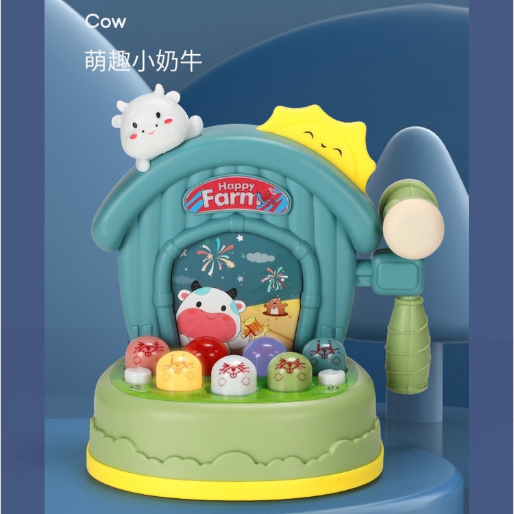 Tma / Mainan Anak Pukul Tikus Lengkap Music Piano Mini / Whack A Mole With Farm Music Piano-Kerbau Hijau