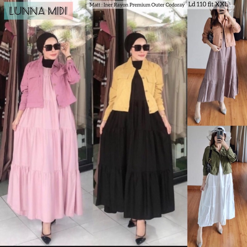 LUNNA MIDI SET 2IN1/INER MIDI RAYON TWILL OUTER CODORAY