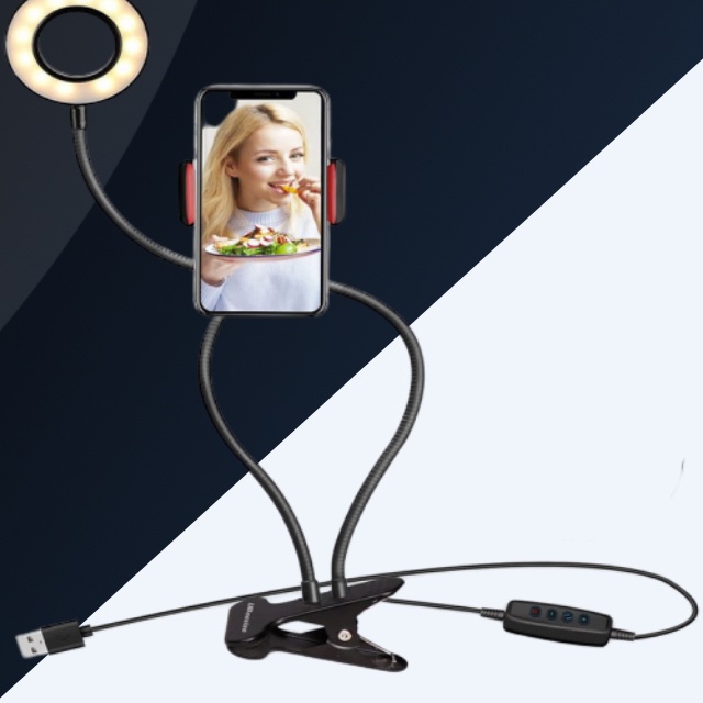 BAROKAH GAMIS holder ponsel 2 in 1 lightning led instagram beauty selfie bigo tiktok