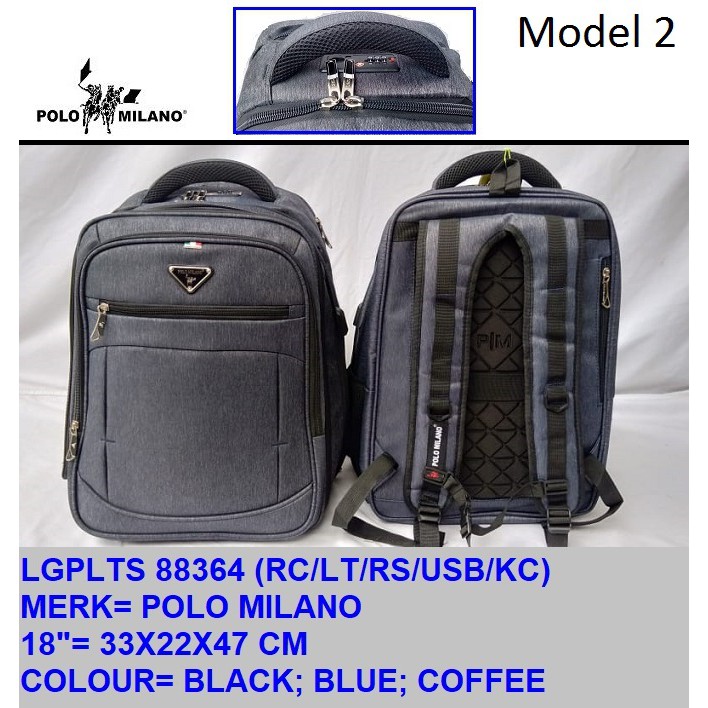gof TAS RANSEL BESAR POLO MILANO 18" BIG BAG Backpack Super Tas Sekolah Tas Kuliah Tas Ransel Laptop