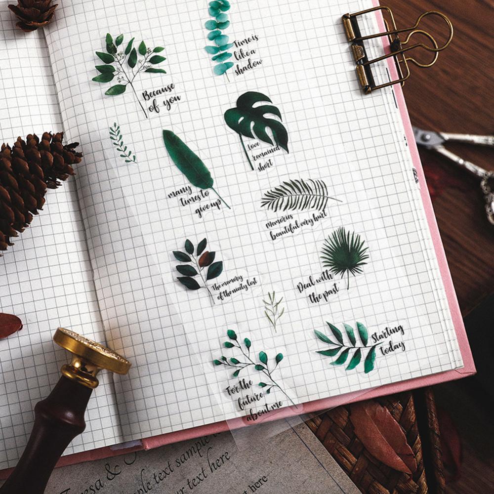 Timekey Stiker PVC Desain Tanaman Bunga DIY Untuk Dekorasi Buku Diaryjurnalscrapbookalbumcraft miss it A9K2