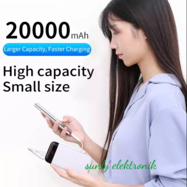 Xon Optimus power bank original murni mini slim tipis 20000 mah  - hitam