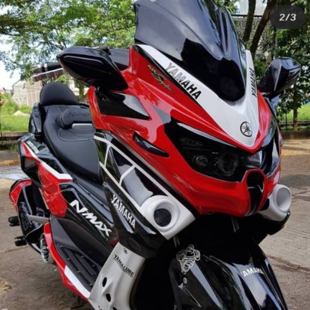 Full body Nmax predator merah hitam putih include jok