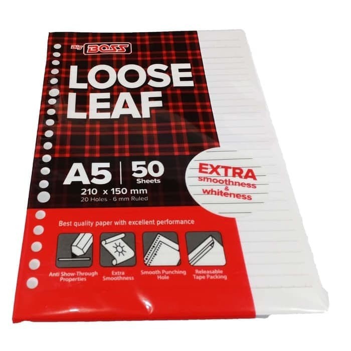 

Sinar Dunia Kertas Binder Big Boss Loose Leaf A5 50 garis Lembar