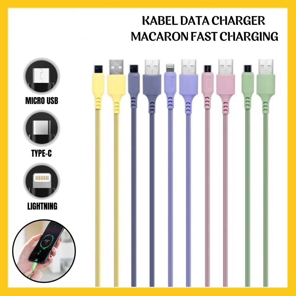 Kabel Data Charger Macaron Micro USB V8 Type C Lightning lp 1M Cable Colorful Fast Charging  2A