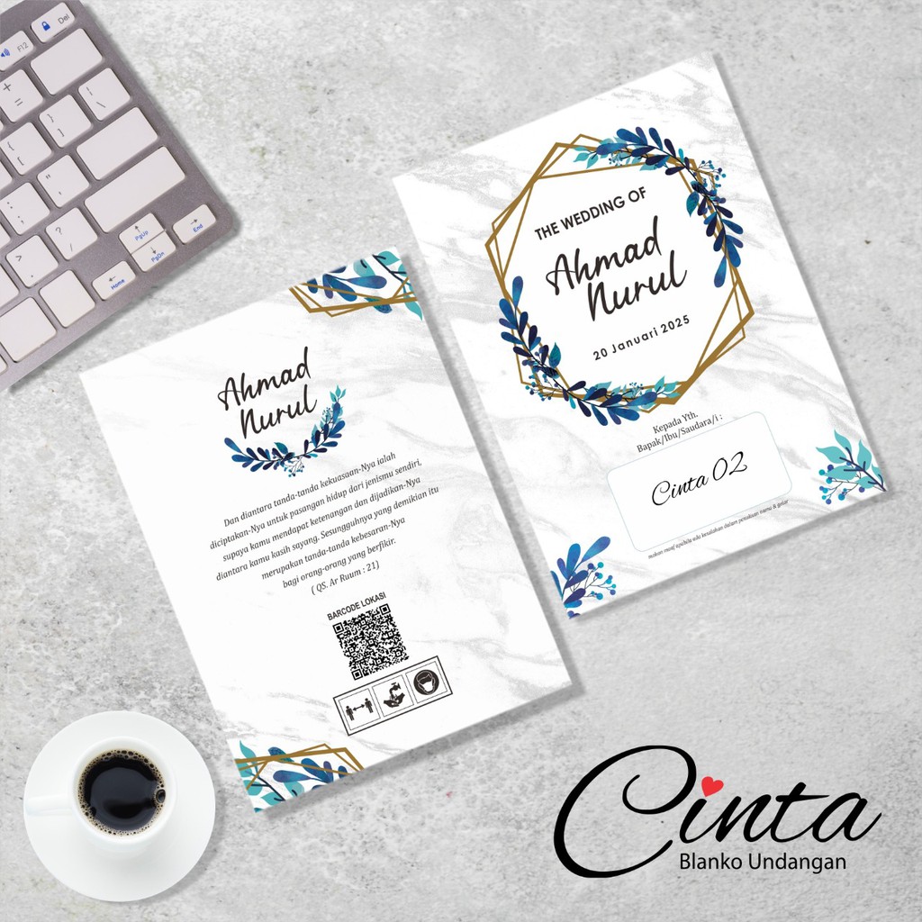 BLANGKO UNDANGAN KOSONG CINTA 02 - UNDANGAN WATERCOLOR MURAH