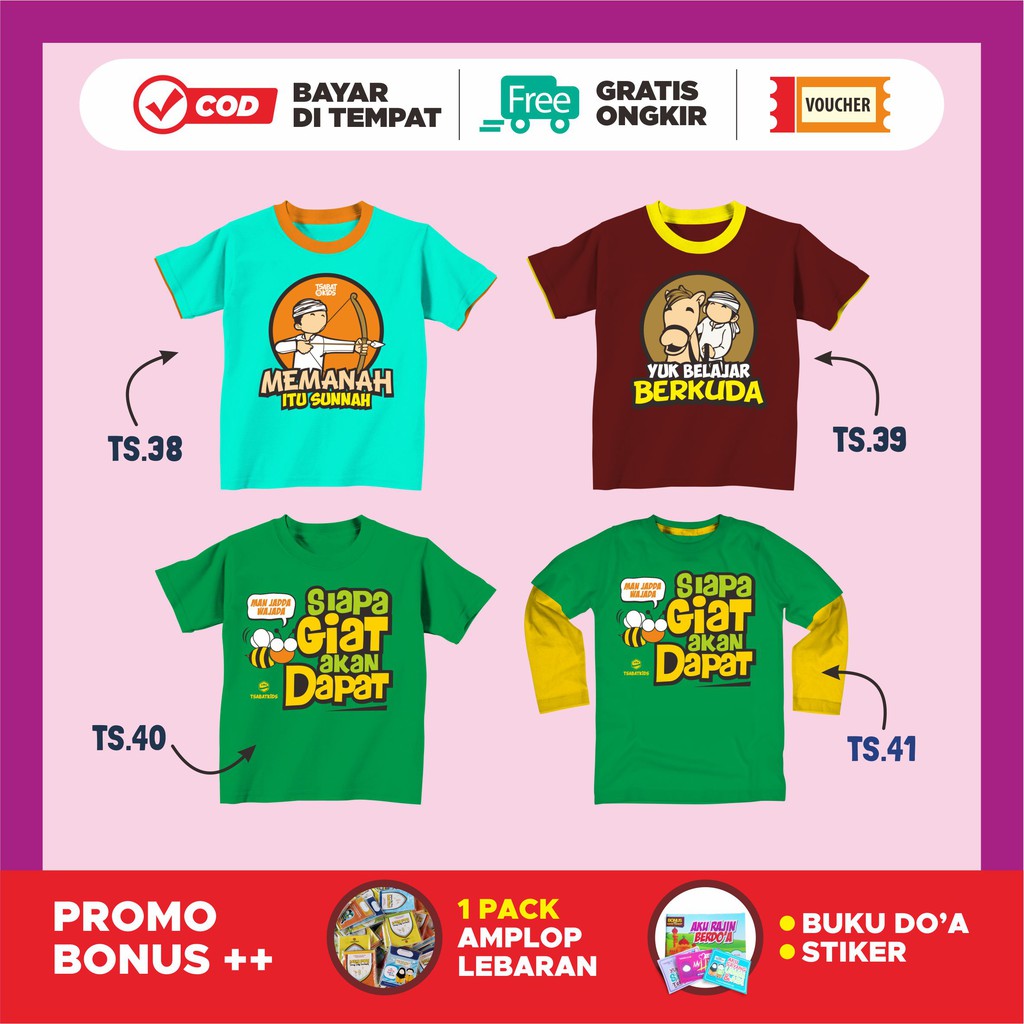 Baju Anak Muslim Perempuan dan Laki-laki Tsabat Kids | Kaos Anak Muslim Murah Premium