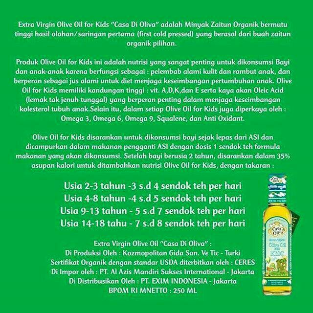 ♥BabyYank♥ Casa Di Olivia Olive Oil For Kids (EVOO KIDS) 250ml