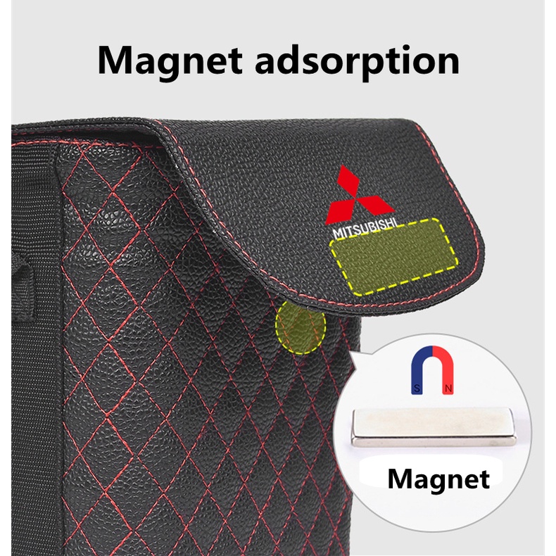 (G-CLUB) Tempat Sampah Bahan Kulit Tahan Air Untuk Mobil Mitsubishi