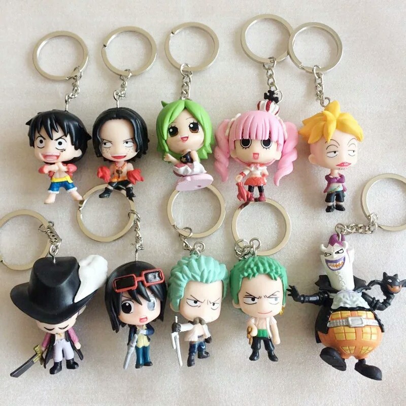 Action Mini Figure Gantungan Kunci Anime One Piece Luffy Zoro Ace Mihawk Moria Smoker Tashigi Perona