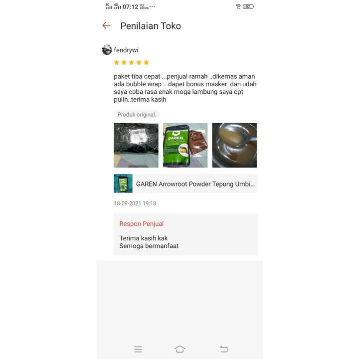 GAREN Arrowroot Powder Tepung Bubur Umbi Pati Garut Irut Angkrik Kerut Lerut Obat Herbal Maag Asam Lambung Herbal-3