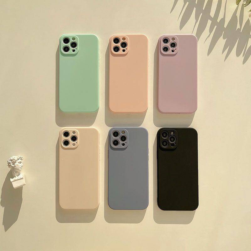 Soft Case Silikon Warna Polos Untuk iPhone 13 12 11 Pro MAX Mini X XS MAX XR SE 2020 2022 6 6S 7 8 Plus