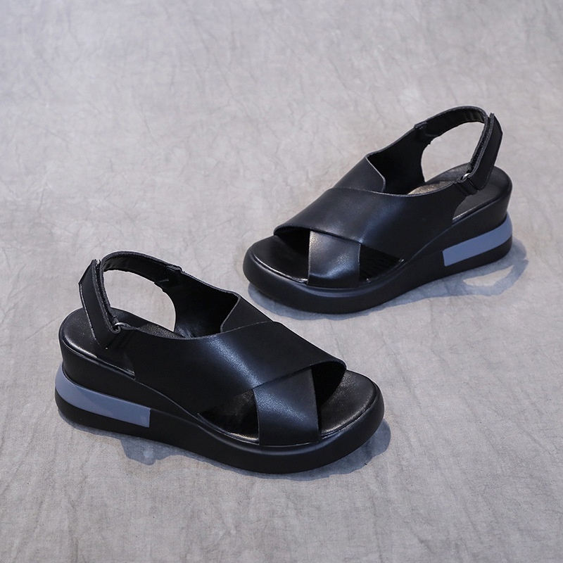 TBIG Size 35 - 42 Sandal Tali Slip On PARVEEN Wanita Import Korea Style Santai Wanita Sandal Wedges