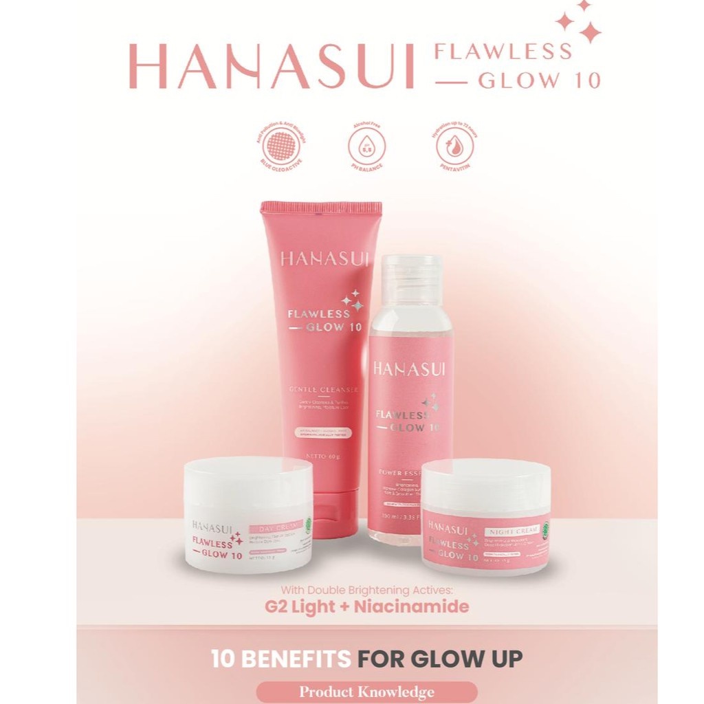 Hanasui Flawless Glow 10 {Essence, Night Cream, Day Cream, Gentle Cleanser}
