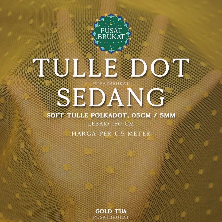 KAIN TILE DOT SEDANG 2 / DOTTY / SOFT TULLE POLKADOT #1, Ø 0.5CM / 5MM, Lebar: 150cm [harga per 0.5m