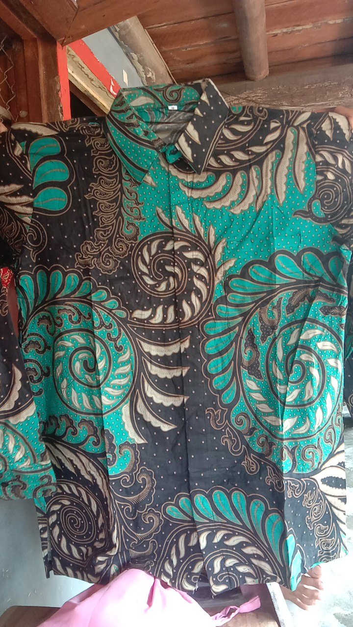 Kemeja Batik Pria Lengan Panjang Size M L Xl Xxl  Bswart Batik Hrb026 Kenongo Hem Panjang Padi