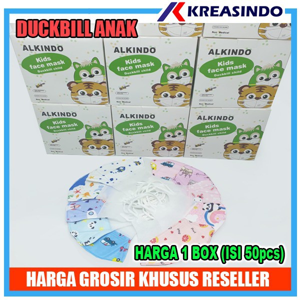 Alkindo / Mouson / CCare Masker Duckbill Anak motif Karakter Face mask 50 pcs / 50pcs