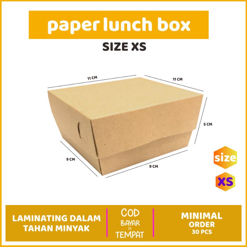 Jual Lunch Box Paper Kraft Coklat Laminasi Xs Paper Lunch Box Kotak