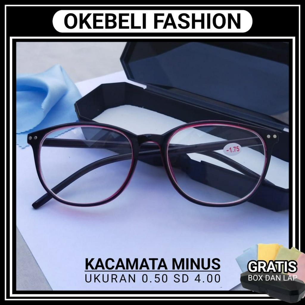 KACAMATA MINUS TERBARU MODEL TRENDY PRIA WANITA MNUS -0.50 S/D -4.00 FREEBOX DAN LAP