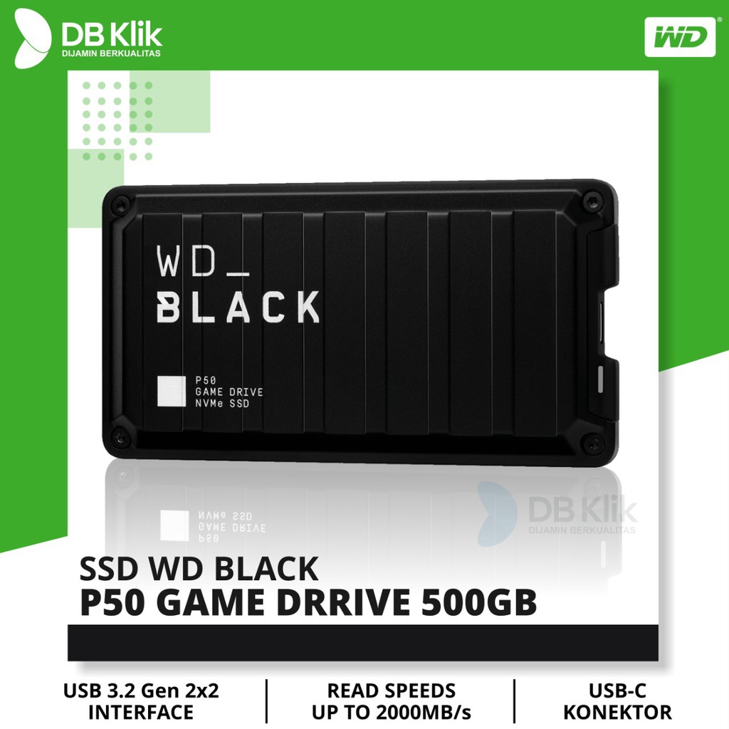 SSD External WD Black P50 Game Drive Portable 500GB USB-C