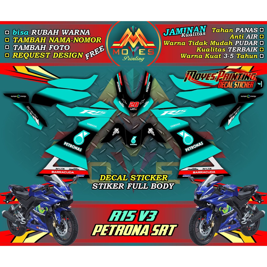 BISA COD Decal R15 V3 Full Body Motif Petronas Simple Keren - Decal Motor Yamaha R15 V3