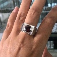 cincin ring perak silver bali 925 ukir lebar batu natural bulat pria wanita custom elegant