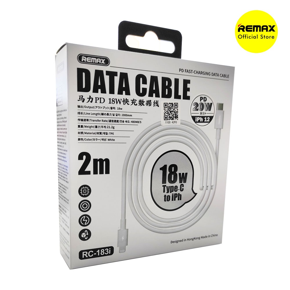 Kabel Data Type-C To Lightning Remax RC-183I 18W Fast Charging Cable