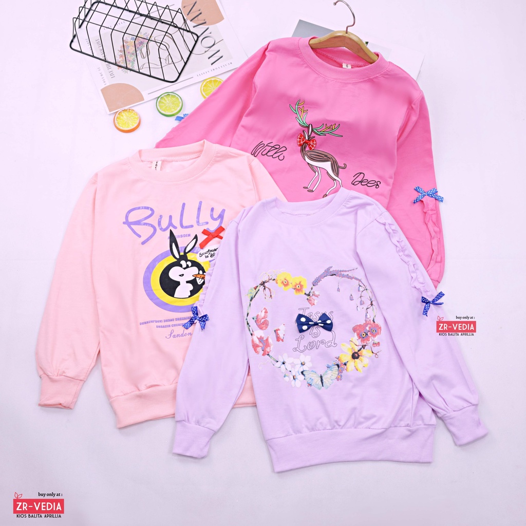 [PREMIUM IMPORT] Sweater Klowie uk 1-15 Tahun / HIGH Quality Baju Anak Perempuan Kaos Lengan Panjang