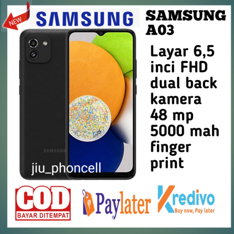 samsung A03 3/32 Gb, baterai 5000 mah garansi resmi 1 tahun-A03 3gb hitam