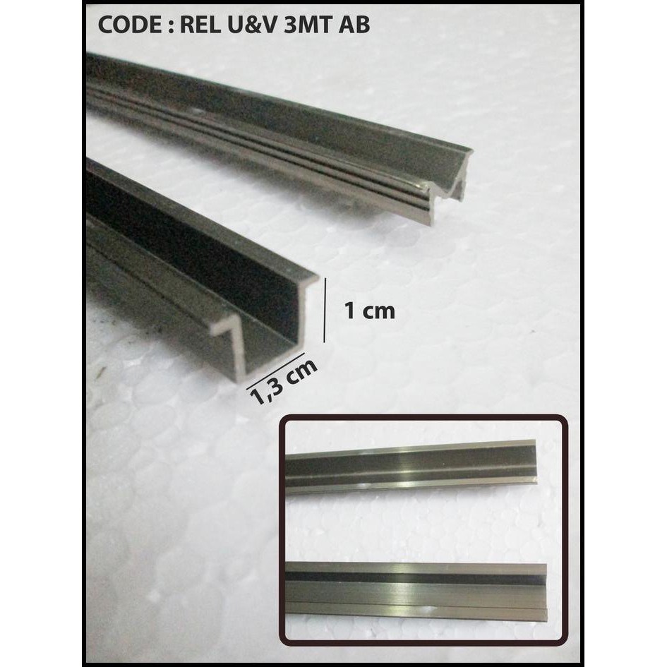 Best Seller - Rel Sliding Lemari / Rel Pintu Geser / Rel U&V 3Mt Aluminium