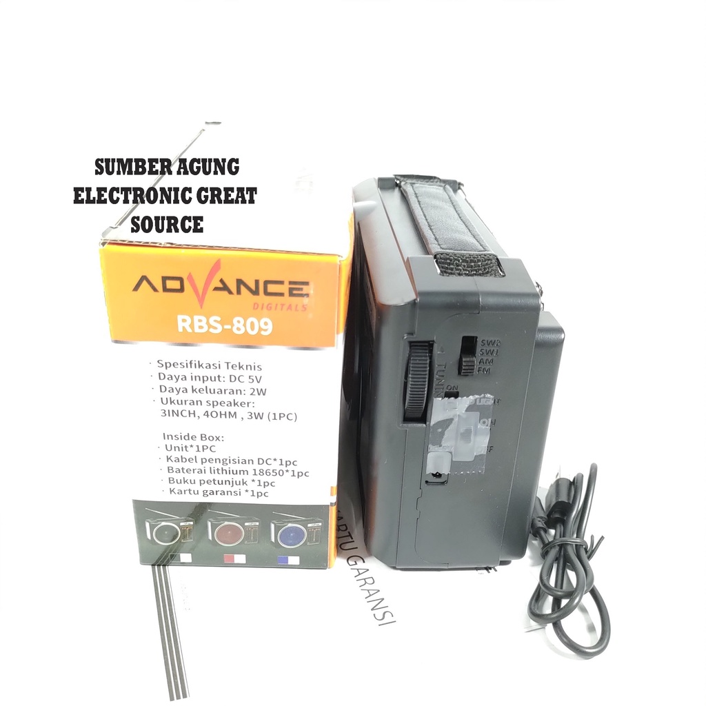 Advance RBS809 Multi Band Speaker Radio Hifi FM AM SW1 SW2 Charge Cas