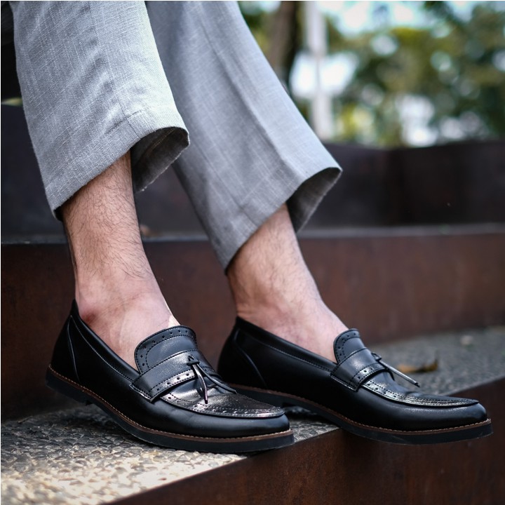 PIETRA BLACK - Sepatu Pantofel Pria Kulit Formal Kantor Kasual Kerja Kuliah - Pantopel